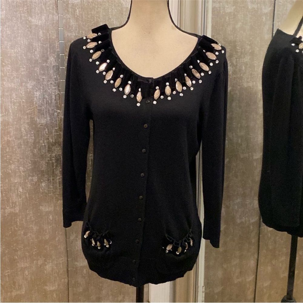 Michael Simon Black Embellished cardigan, M